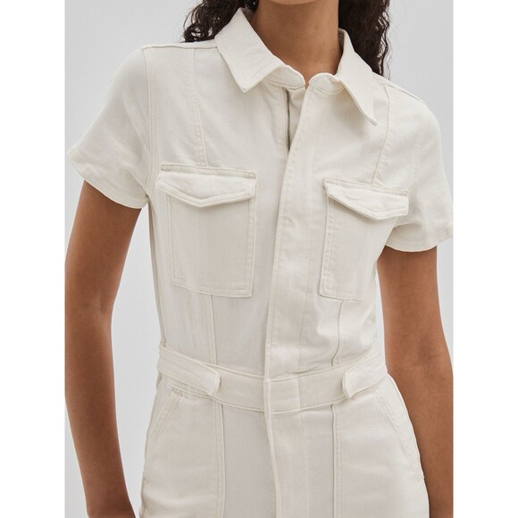 Good American Medium Jumpsuit Crop Palazzo Ecru Ivory Fit For Success Womens NWT - Picture 11 of 12